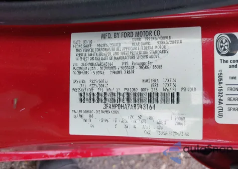 2010 Ford Fusion Se из США, поврежденный, VIN 3FAHP0HA7AR343164